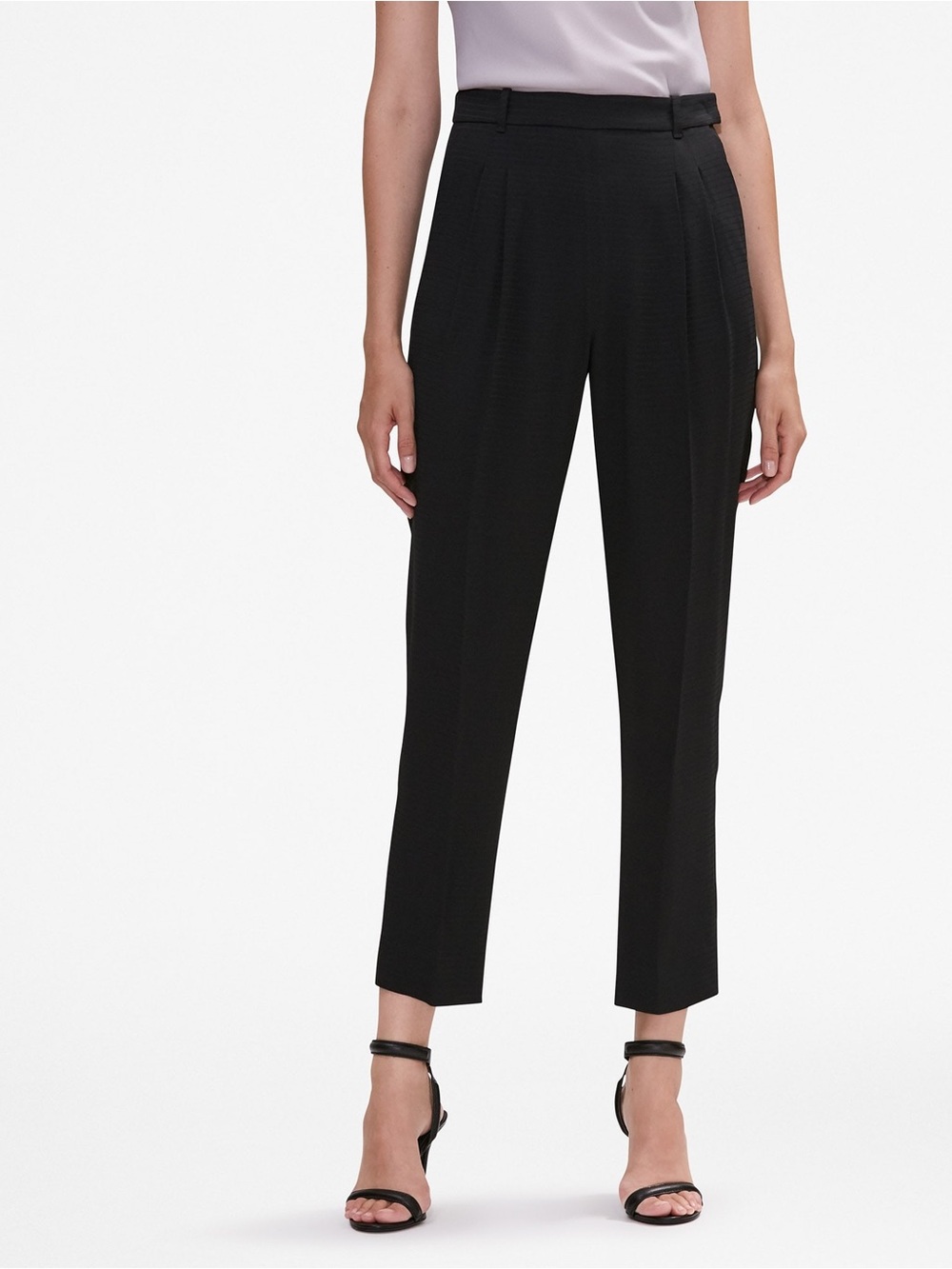 MM LaFleur Howland Trouser Black Mini Stripe Tailored Pleated Pants Size 8 Med